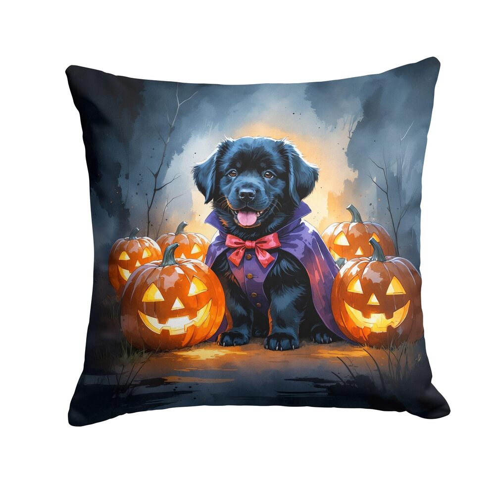 6409 Vampire Puppy Halloween Decorative Throw Pillow 14Hx14W